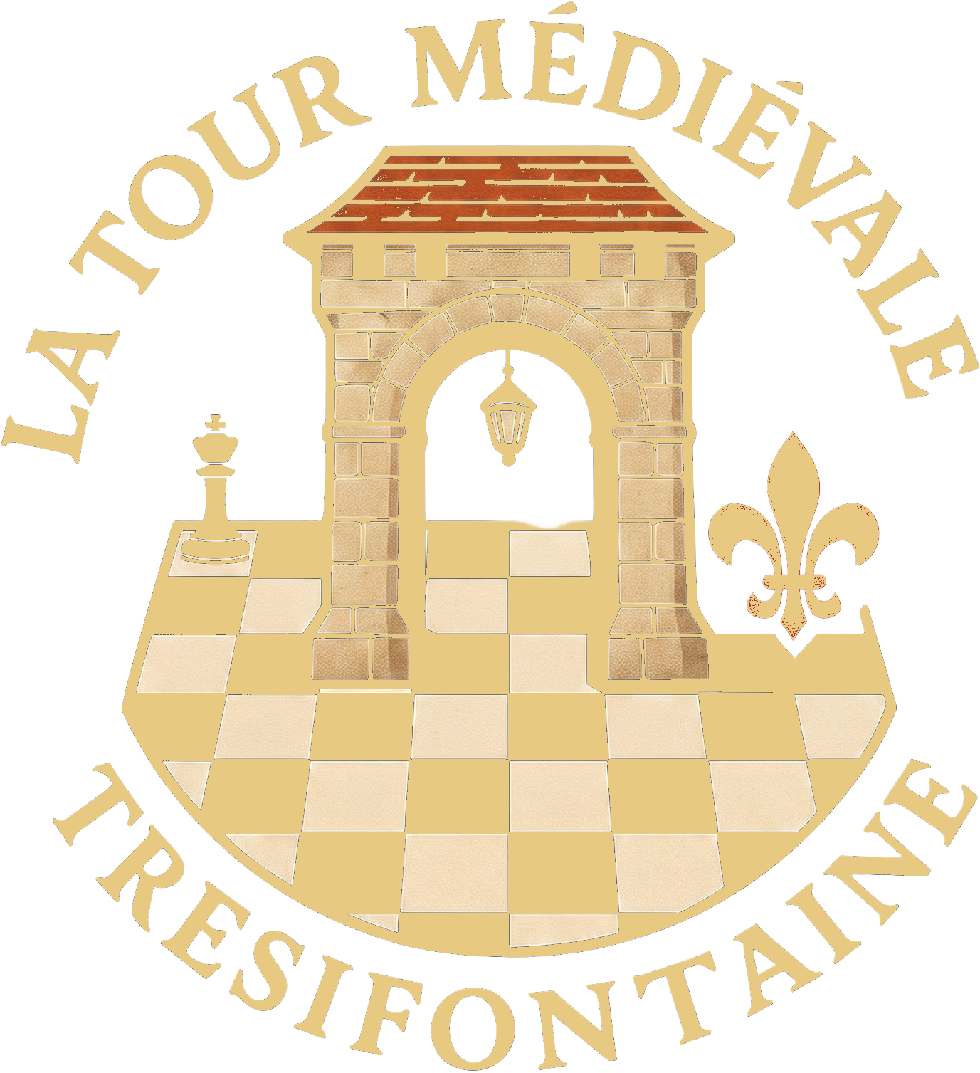 Écusson LTMT : tour médiévale et pièce d'échecs